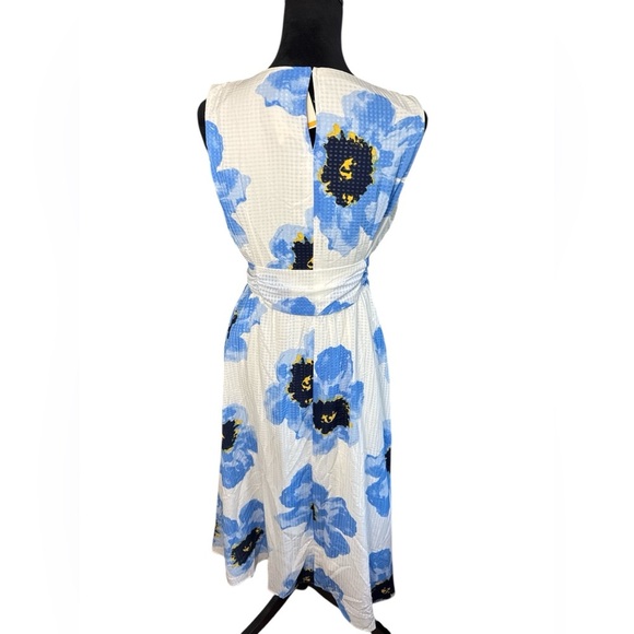 Anne Klein Blue White Floral Sleeveless Midi Dress Women’s Small Textured Print - Picture 4 of 9